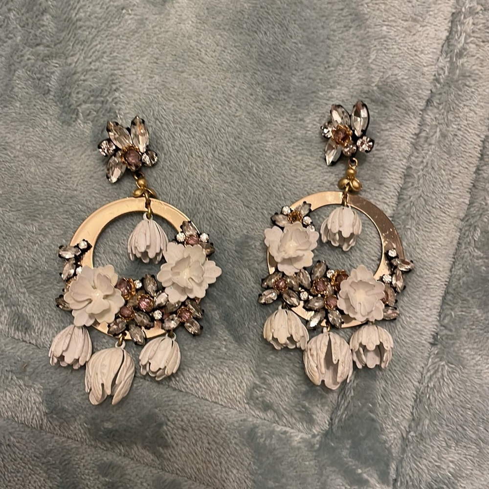 Jcrew white flower earrings